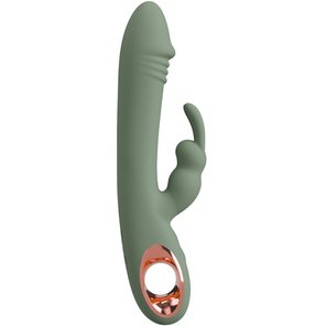  Оливковый вибратор-кролик Slim Rabbit Olive 21,4 см 