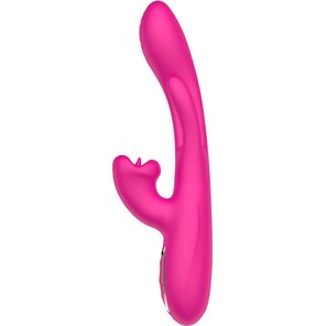  Розовый вибратор со стимуляцией клитора и фингерингом 23,5 см 