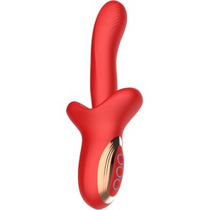  Красный вибратор с постукивающим эффектом 22 см 