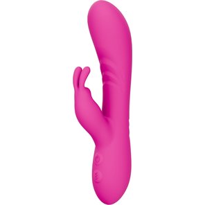  Розовый силиконовый вибратор-кролик 