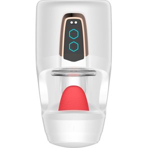  Белый мастурбатор с язычком и возвратно-поступательными движениями 