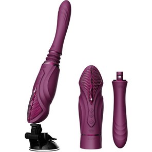  Фиолетовая секс-машина с функцией нагрева, насадками и присоской Sesh 