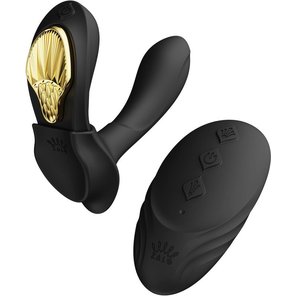  Черный вибромассажёр в трусики Aya с насадкой и пультом ДУ 