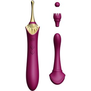  Фиолетовый клиторальный вибростимулятор с насадками Bess 
