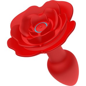  Красный анальный вибростимулятор в форме розы 