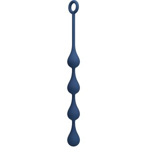  Синяя анальная ёлочка с кольцом Waterdrop Anal Balls 30 mm M 33,5 см 
