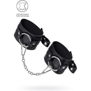  Черные оковы из толстой кожи с люверсами 