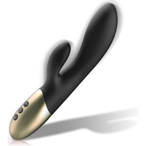  Черный перезаряжаемый вибратор-кролик 22 см 