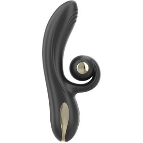  Черный вибратор-кролик с режимами вибрации и вращения 18,4 см 