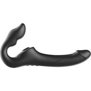  Черный безремневой страпон с 3 моторами 