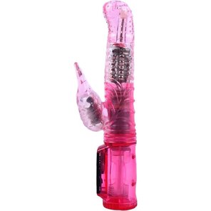  Розовый вибратор с подвижной головкой в пупырышках 21 см 