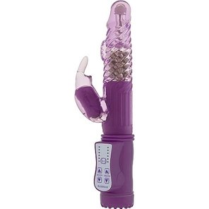  Фиолетовый вибратор Vibrating Rabbit с клиторальным отростком 22 см 