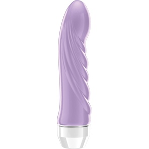  Фиолетовый вибратор со складочками Leah 15 см 