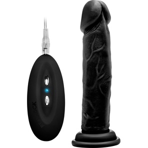  Чёрный вибратор-реалистик Vibrating Realistic Cock 8 20 см 