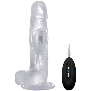  Прозрачный вибратор-реалистик Vibrating Realistic Cock 8 With Scrotum 20 см 