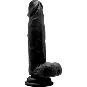  Чёрный фаллоимитатор Realistic Cock 8 With Scrotum 20 см 