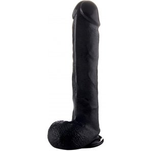  Чёрный фаллоимитатор Realistic Cock 15 With Scrotum 38 см 