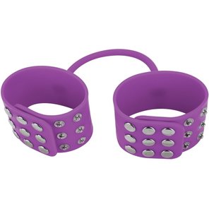 Фиолетовые силиконовые наручники с заклепками 