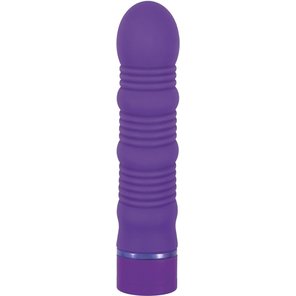  Фиолетовый ребристый вибромассажёр Maxx Power Vibe 19 см 