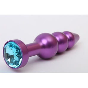  Фиолетовая фигурная анальная ёлочка с голубым кристаллом 11,2 см 