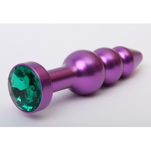  Фиолетовая фигурная анальная ёлочка с зелёным кристаллом 11,2 см 