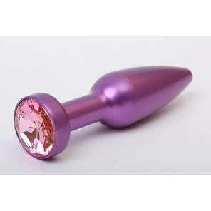  Фиолетовая анальная пробка с розовым стразом 11,2 см 