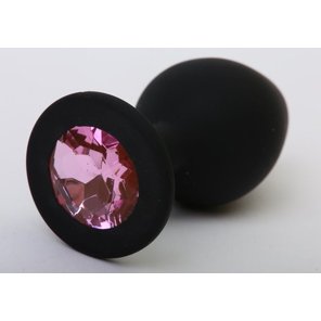  Чёрная силиконовая пробка с розовым стразом 8,2 см 