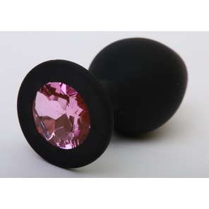  Чёрная силиконовая пробка с розовым стразом 9,5 см 