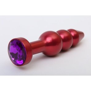  Красная анальная ёлочка с фиолетовым кристаллом 11,2 см 