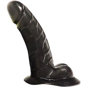  Чёрный фаллоимитатор Macho на присоске с мошонкой 18 см 