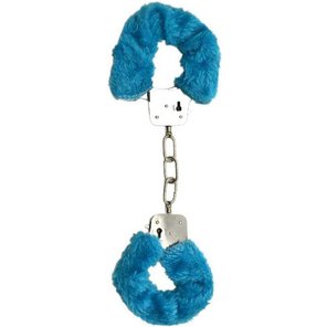  Металлические наручники с голубым мехом 