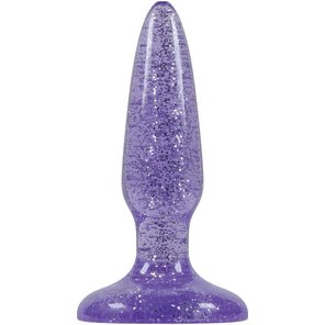  Фиолетовая анальная пробка с блёстками Booty Boppers Mini 8,1 см 