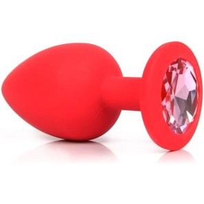  Красная силиконовая пробка с розовым кристаллом размера L 9,2 см 