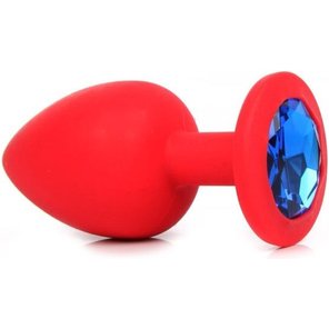  Красная силиконовая пробка с синим кристаллом размера L 9,2 см 
