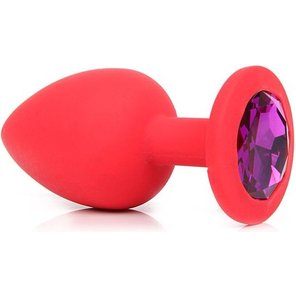  Красная силиконовая пробка с фиолетовым кристаллом размера L 9,2 см 