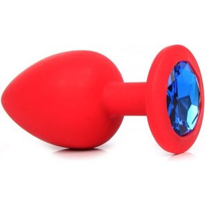  Красная силиконовая пробка с синим кристаллом размера M 8 см 