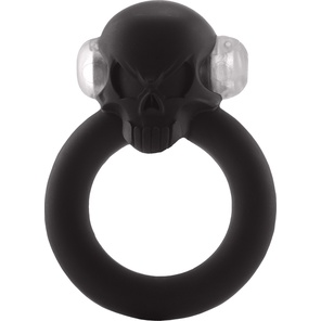  Чёрное виброкольцо Shadow Skull Cockring с черепом 