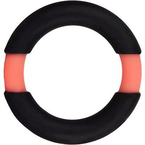  Чёрное эрекционное кольцо NEON STIMU RING 32MM BLACK/ORANGE 