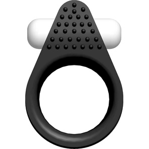  Чёрное эрекционное кольцо LIT-UP SILICONE STIMU RING 1 BLACK 