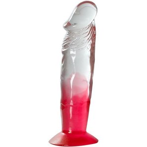  Красный фаллоимитатор с прозрачным стволом без мошонки 17,8 см 