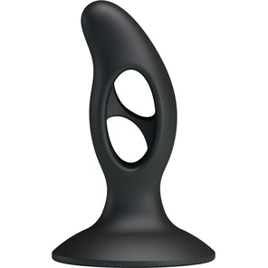  Чёрный массажёр простаты Silicone Butt Plug 9,3 см 