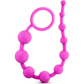  Розовая анальная цепочка Luxe Silicone 10 Beads 32 см 