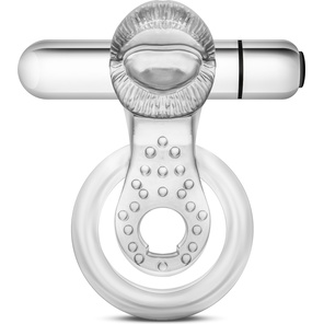  Прозрачное эрекционное кольцо с подхватом, вибропулей и язычком 10 Function Vibrating Tongue Ring 