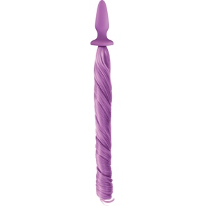  Сиреневая анальная пробка с сиреневым хвостом Unicorn Tails Pastel Purple 