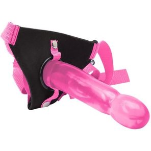  Розовый страпон Climax Strap-on Pink Ice Dong Harness set 17,8 см 