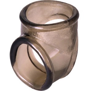 Дымчатое эрекционное кольцо с фиксацией мошонки 