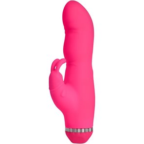  Розовый вибромассажёр Climax Elite со стимулятором клитора 19,8 см 