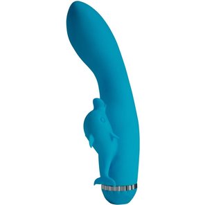  Голубой вибратор с дельфинчиком Climax Elite 22,3 см 