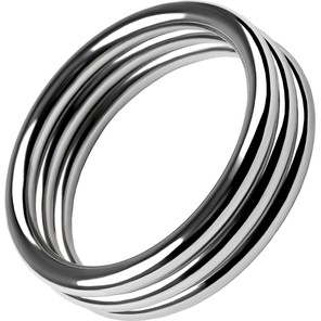  Металлическое эрекционное кольцо с рёбрышками размера M 