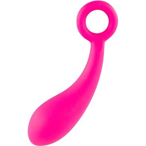  Гладкий розовый стимулятор с ручкой-кольцом Dildo Naughty Pink 18,5 см 